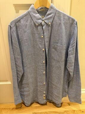 J. Crew Blue Linen Blend Button-Down Shirt
